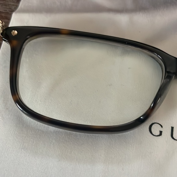 Gucci GG01120A 002 Havana/gold unisex rectangular eyeglasses w/ case & cloth - Picture 7 of 16